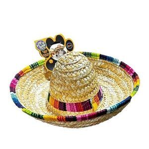 Mini Sombrero Pet Hat Adjustable Mexican Straw Party Halloween Medium/Large Size